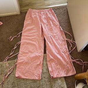 Gingham Side-Tie Pants